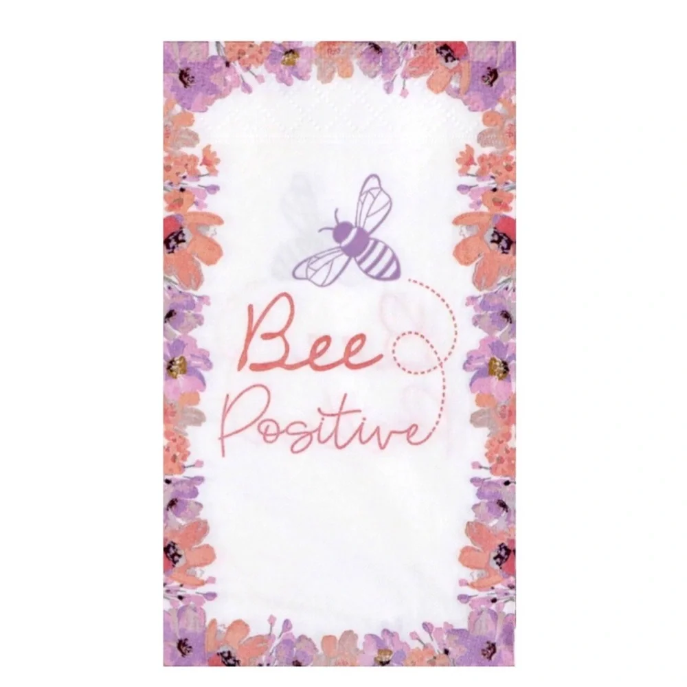 Bee Positive Floral Guest Towel Napkins - Pink & Lavender - 16 ct